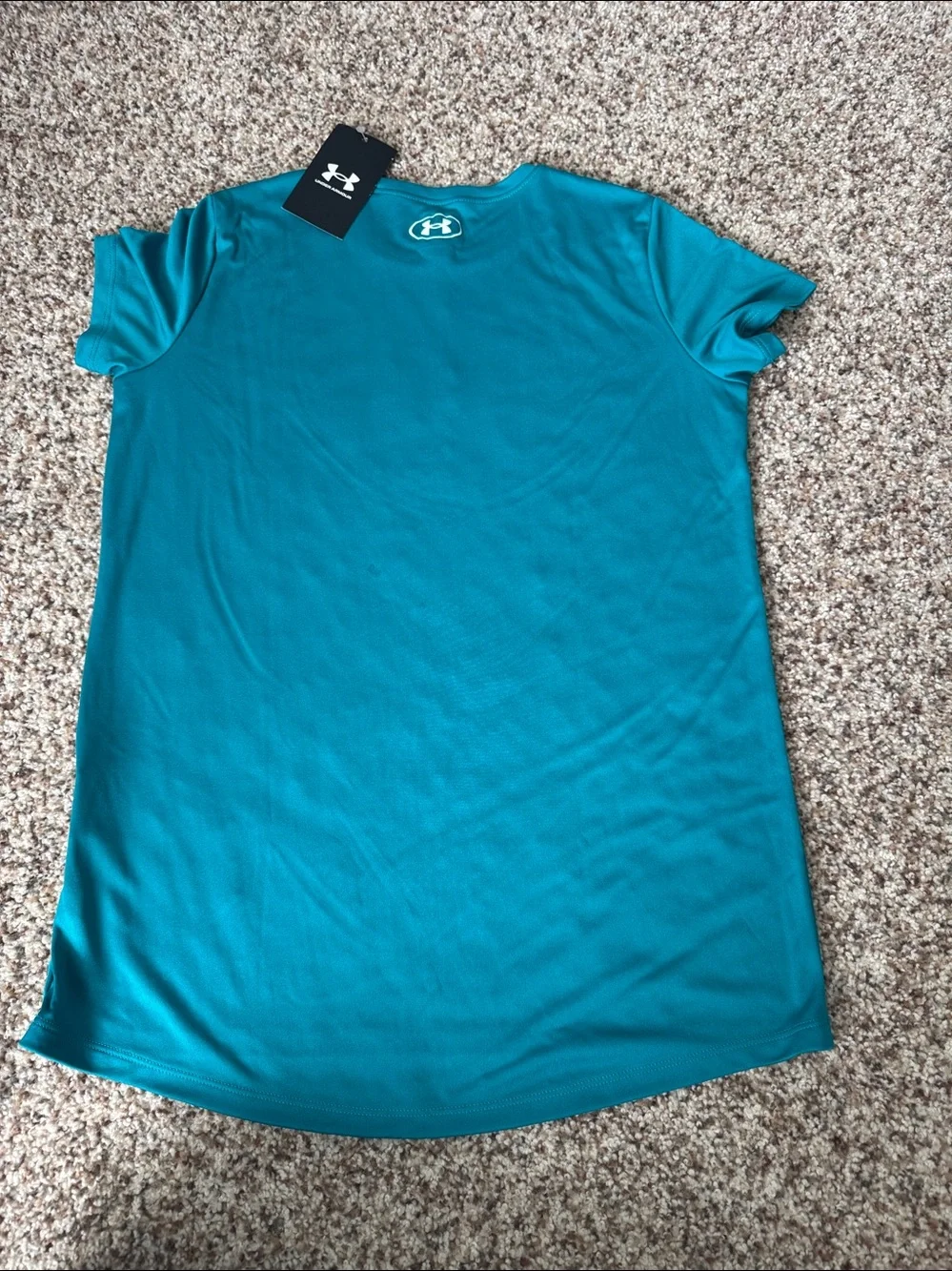 Under Armour girls Teal Short Sleeve Logo Tee